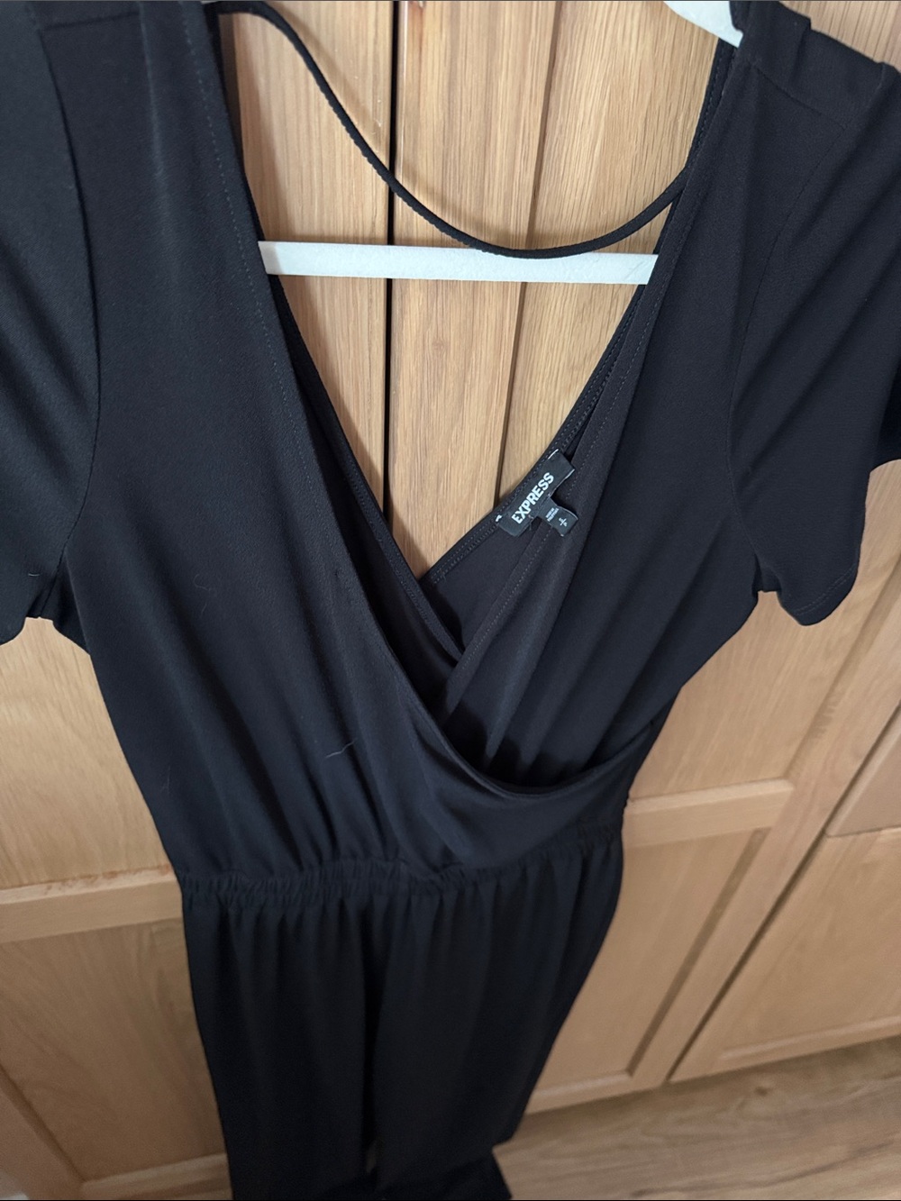 Express Black Short-Sleeve Wrap Jumpsuit